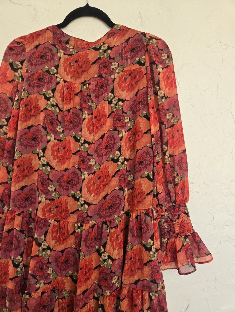 NWT Tuckernuck Pomander Place Floral Red Metallic Kenzo Dress, S - Picture 7 of 13